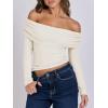 imageANRABESS Long Sleeve Shirt for Women 2025 Fall Off Shoulder Slim Fit Tee Top Sexy Going Out Ruched Blouses Y2K Trendy ClothesAlmond