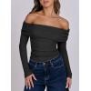 imageANRABESS Long Sleeve Shirt for Women 2025 Fall Off Shoulder Slim Fit Tee Top Sexy Going Out Ruched Blouses Y2K Trendy ClothesBlack