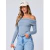 imageANRABESS Long Sleeve Shirt for Women 2025 Fall Off Shoulder Slim Fit Tee Top Sexy Going Out Ruched Blouses Y2K Trendy ClothesGrey Blue