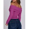 imageANRABESS Long Sleeve Shirt for Women 2025 Fall Off Shoulder Slim Fit Tee Top Sexy Going Out Ruched Blouses Y2K Trendy ClothesHot Pink