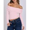 imageANRABESS Long Sleeve Shirt for Women 2025 Fall Off Shoulder Slim Fit Tee Top Sexy Going Out Ruched Blouses Y2K Trendy ClothesPink