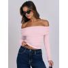 imageANRABESS Long Sleeve Shirt for Women 2025 Fall Off Shoulder Slim Fit Tee Top Sexy Going Out Ruched Blouses Y2K Trendy ClothesPink