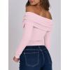imageANRABESS Long Sleeve Shirt for Women 2025 Fall Off Shoulder Slim Fit Tee Top Sexy Going Out Ruched Blouses Y2K Trendy ClothesPink