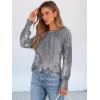 imageANRABESS Long Sleeve Shirts for Women 2025 Fall Dressy Casual Tops Pleated Crewneck Loose Basic Blouses FashionFloral Grey