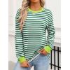 imageANRABESS Long Sleeve Shirts for Women Striped Crewneck Loose Fit Tunic Tops 2025 Fall Color Block TShirtGreen Stripes Combo