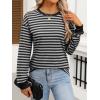 imageANRABESS Long Sleeve Shirts for Women Striped Crewneck Loose Fit Tunic Tops 2025 Fall Color Block TShirtGrey Stripes Combo