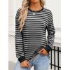 imageANRABESS Long Sleeve Shirts for Women Striped Crewneck Loose Fit Tunic Tops 2025 Fall Color Block TShirtGrey Stripes Combo