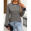 imageANRABESS Long Sleeve Shirts for Women Striped Crewneck Loose Fit Tunic Tops 2025 Fall Color Block TShirtKhaki Stripes Combo