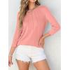 imageANRABESS Women Dressy Casual Blouse 34 Long Sleeve T Shirts Pleated Round Neck Business Work Tunic Tops 2025 Fall OutfitsCoral