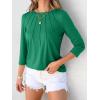 imageANRABESS Women Dressy Casual Blouse 34 Long Sleeve T Shirts Pleated Round Neck Business Work Tunic Tops 2025 Fall OutfitsGreen