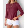 imageANRABESS Women Dressy Casual Blouse 34 Long Sleeve T Shirts Pleated Round Neck Business Work Tunic Tops 2025 Fall OutfitsWine Red