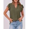 imageANRABESS Women Dressy Casual Blouse Ruffle Sleeve V Neck Textured Shirts 2025 Summer Business Work TopsArmy Green