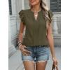 imageANRABESS Women Dressy Casual Blouse Ruffle Sleeve V Neck Textured Shirts 2025 Summer Business Work TopsArmy Green