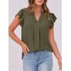 imageANRABESS Women Dressy Casual Blouse Ruffle Sleeve V Neck Textured Shirts 2025 Summer Business Work TopsArmy Green
