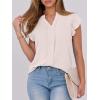 imageANRABESS Women Dressy Casual Blouse Ruffle Sleeve V Neck Textured Shirts 2025 Summer Business Work TopsBeige