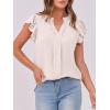 imageANRABESS Women Dressy Casual Blouse Ruffle Sleeve V Neck Textured Shirts 2025 Summer Business Work TopsBeige