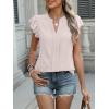 imageANRABESS Women Dressy Casual Blouse Ruffle Sleeve V Neck Textured Shirts 2025 Summer Business Work TopsBeige