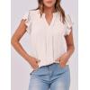 imageANRABESS Women Dressy Casual Blouse Ruffle Sleeve V Neck Textured Shirts 2025 Summer Business Work TopsBeige