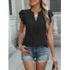 imageANRABESS Women Dressy Casual Blouse Ruffle Sleeve V Neck Textured Shirts 2025 Summer Business Work TopsBlack