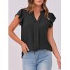 imageANRABESS Women Dressy Casual Blouse Ruffle Sleeve V Neck Textured Shirts 2025 Summer Business Work TopsBlack