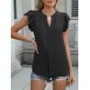 imageANRABESS Women Dressy Casual Blouse Ruffle Sleeve V Neck Textured Shirts 2025 Summer Business Work TopsBlack