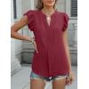 imageANRABESS Women Dressy Casual Blouse Ruffle Sleeve V Neck Textured Shirts 2025 Summer Business Work TopsBurgundy