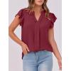 imageANRABESS Women Dressy Casual Blouse Ruffle Sleeve V Neck Textured Shirts 2025 Summer Business Work TopsBurgundy