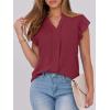 imageANRABESS Women Dressy Casual Blouse Ruffle Sleeve V Neck Textured Shirts 2025 Summer Business Work TopsBurgundy