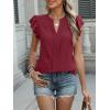 imageANRABESS Women Dressy Casual Blouse Ruffle Sleeve V Neck Textured Shirts 2025 Summer Business Work TopsBurgundy