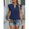imageANRABESS Women Dressy Casual Blouse Ruffle Sleeve V Neck Textured Shirts 2025 Summer Business Work TopsDark Blue