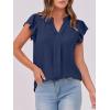 imageANRABESS Women Dressy Casual Blouse Ruffle Sleeve V Neck Textured Shirts 2025 Summer Business Work TopsDark Blue