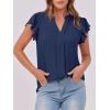 imageANRABESS Women Dressy Casual Blouse Ruffle Sleeve V Neck Textured Shirts 2025 Summer Business Work TopsDark Blue