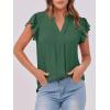 imageANRABESS Women Dressy Casual Blouse Ruffle Sleeve V Neck Textured Shirts 2025 Summer Business Work TopsDark Green