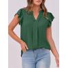 imageANRABESS Women Dressy Casual Blouse Ruffle Sleeve V Neck Textured Shirts 2025 Summer Business Work TopsDark Green