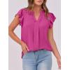 imageANRABESS Women Dressy Casual Blouse Ruffle Sleeve V Neck Textured Shirts 2025 Summer Business Work TopsHot Pink