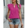 imageANRABESS Women Dressy Casual Blouse Ruffle Sleeve V Neck Textured Shirts 2025 Summer Business Work TopsHot Pink