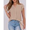 imageANRABESS Women Dressy Casual Blouse Ruffle Sleeve V Neck Textured Shirts 2025 Summer Business Work TopsKhaki