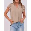 imageANRABESS Women Dressy Casual Blouse Ruffle Sleeve V Neck Textured Shirts 2025 Summer Business Work TopsKhaki