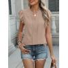 imageANRABESS Women Dressy Casual Blouse Ruffle Sleeve V Neck Textured Shirts 2025 Summer Business Work TopsKhaki