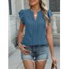 imageANRABESS Women Dressy Casual Blouse Ruffle Sleeve V Neck Textured Shirts 2025 Summer Business Work TopsLake