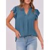 imageANRABESS Women Dressy Casual Blouse Ruffle Sleeve V Neck Textured Shirts 2025 Summer Business Work TopsLake