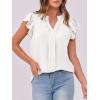 imageANRABESS Women Dressy Casual Blouse Ruffle Sleeve V Neck Textured Shirts 2025 Summer Business Work TopsWhite