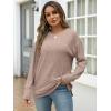 imageANRABESS Women Long Sleeve Shirts Business Casual Tunic Tops Fall Lightweight Sweaters Dressy Blouses 2025 Fashion OutfitsKhaki