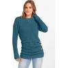 imageANRABESS Women Long Sleeve Tunic Top with Leggings Crewneck Ribbed Knit Buttons Shirts 2025 Fall Casual Lightweight SweatersTeal