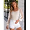 imageANRABESS Women Mesh Long Sleeve Shirts Dressy Casual Blouses Square Neck Ribbed Slim Tops Going Out Date Night Fall OutfitsBeige