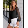 imageANRABESS Women Mesh Long Sleeve Shirts Dressy Casual Blouses Square Neck Ribbed Slim Tops Going Out Date Night Fall OutfitsBlack