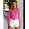 imageANRABESS Women Mesh Long Sleeve Shirts Dressy Casual Blouses Square Neck Ribbed Slim Tops Going Out Date Night Fall OutfitsHot Pink