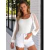 imageANRABESS Women Mesh Long Sleeve Shirts Dressy Casual Blouses Square Neck Ribbed Slim Tops Going Out Date Night Fall OutfitsWhite