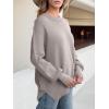 imageANRABESS Women Oversized Sweaters Batwing Long Sleeve 2025 Fall Outfits Crewneck Casual Knit Side Slit Fashion Pullover TopLight Grey Khaki