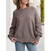imageANRABESS Women Oversized Sweaters Batwing Long Sleeve 2025 Fall Outfits Crewneck Casual Knit Side Slit Fashion Pullover TopNutmeg